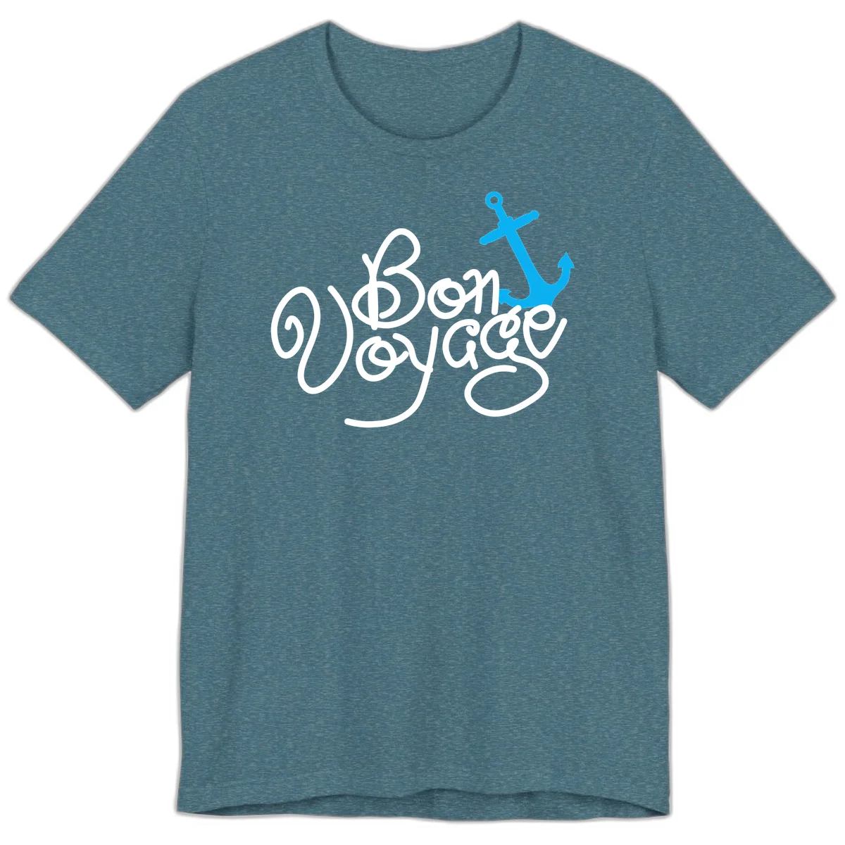 On Board Voyage Anchor Premium T-Shirt in Heather Deep Teal