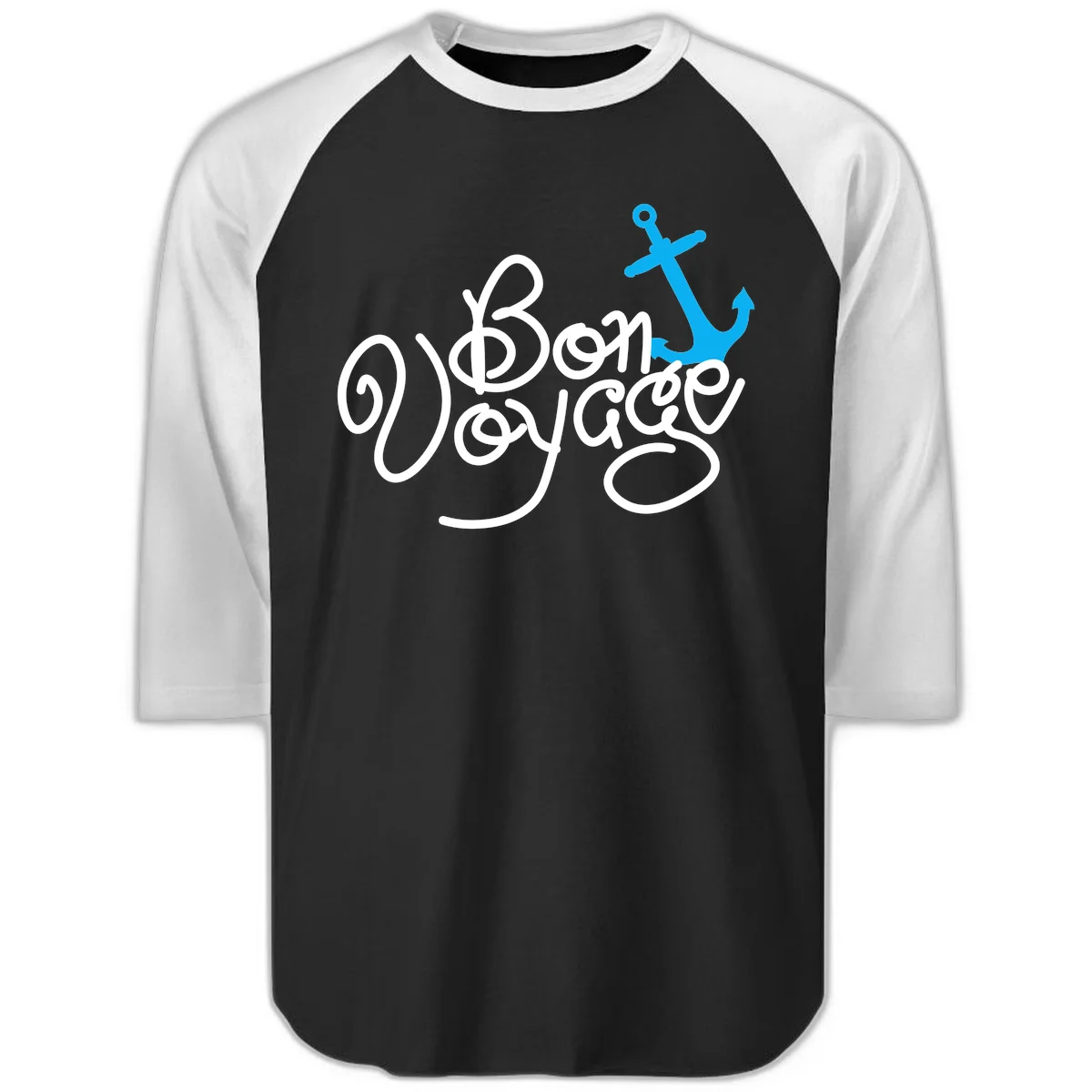 On Board Voyage Anchor Raglan 3/4 Sleeve in Black White