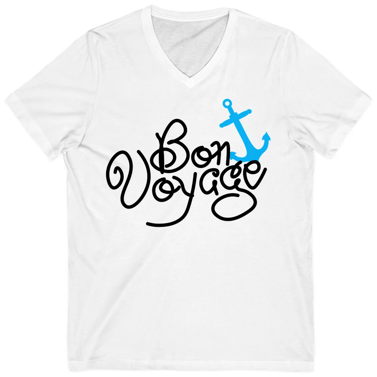 On Board Voyage Anchor V-Neck T-Shirt in White