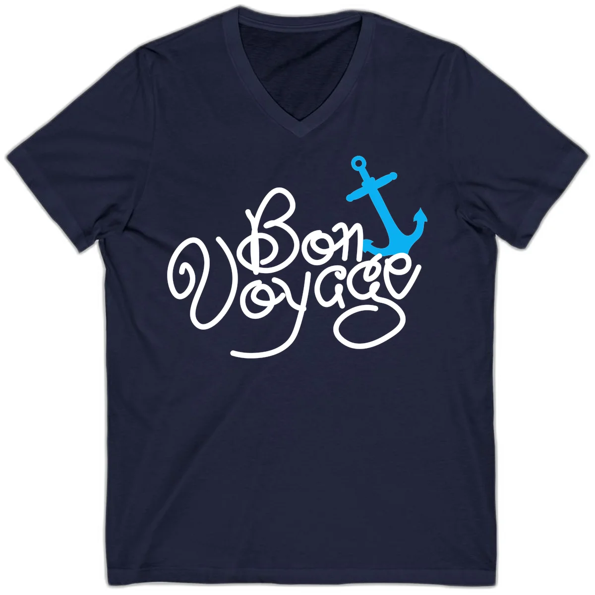 On Board Voyage Anchor V-Neck T-Shirt in Navy