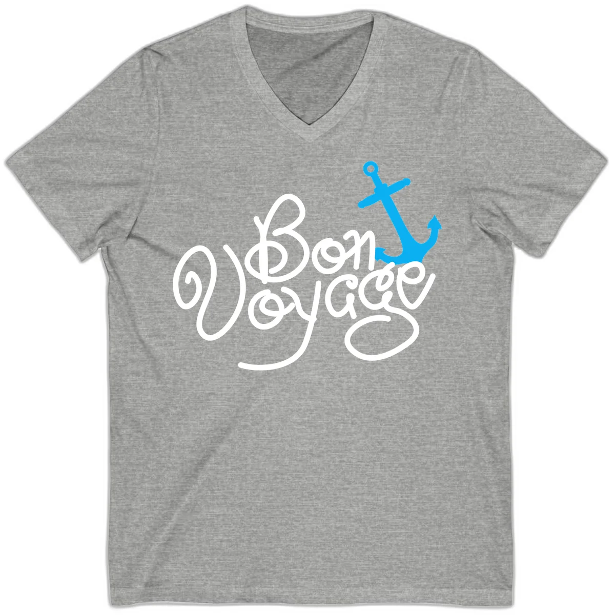 On Board Voyage Anchor V-Neck T-Shirt in Athletic Heather