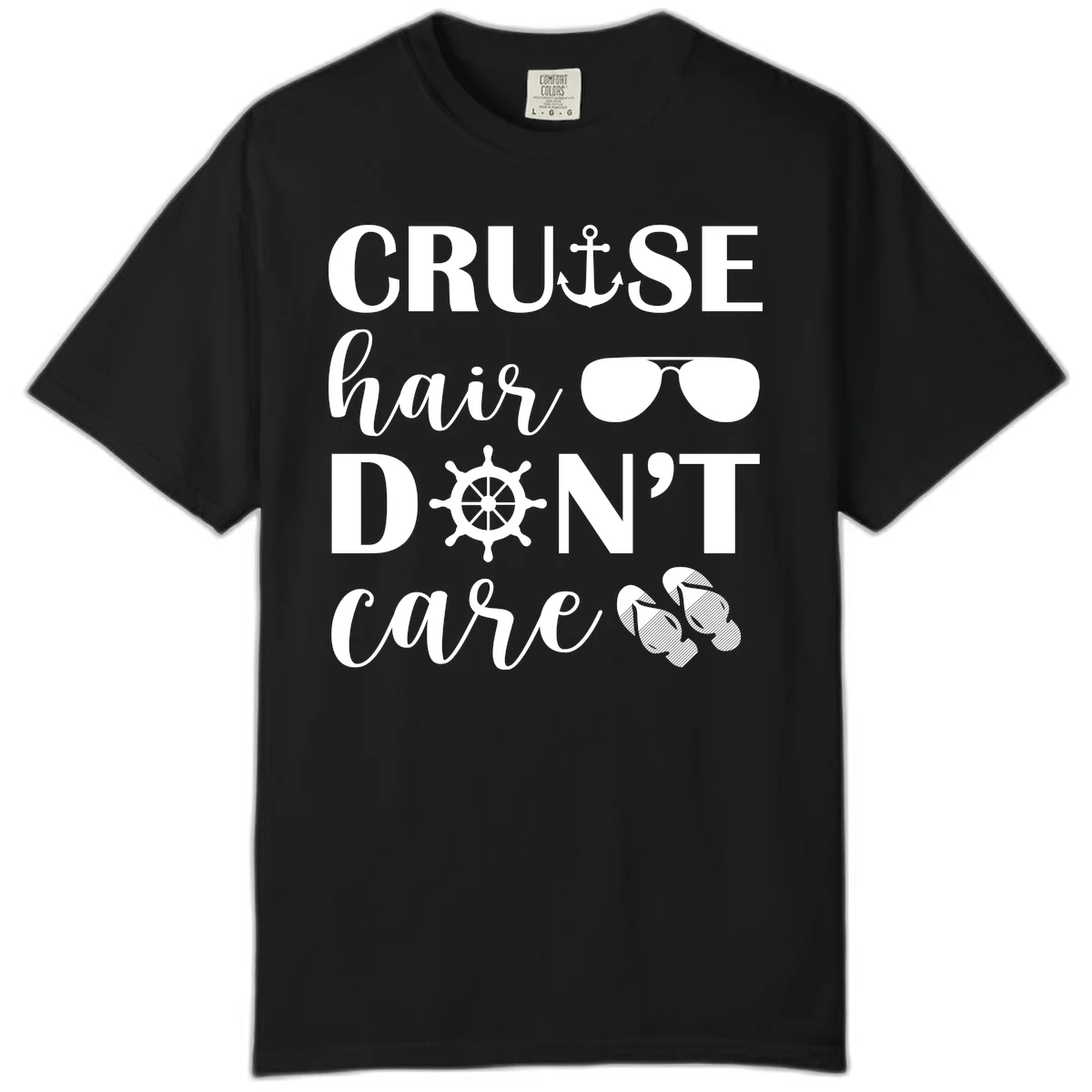 Cruise Hair Don't Care Comfort Color Tee in Black