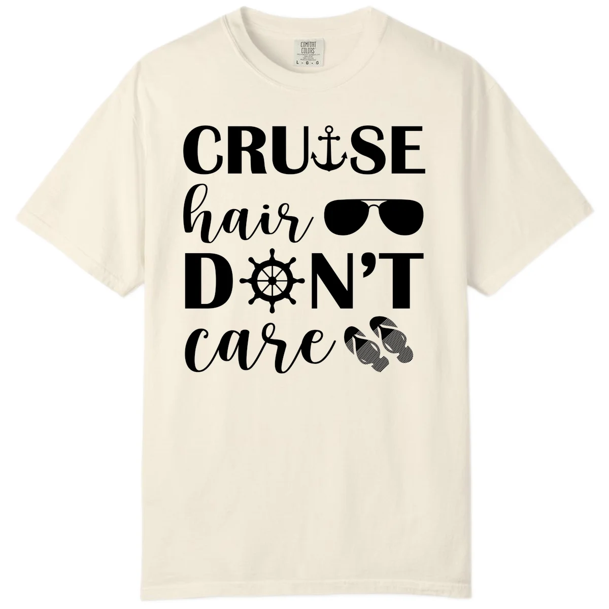 Cruise Hair Don't Care Comfort Color Tee in Ivory