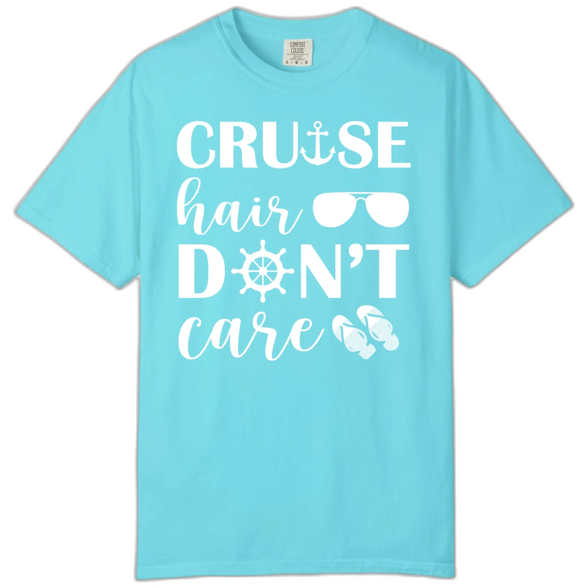 Cruise Hair Don't Care Comfort Color Tee in Lagoon Blue