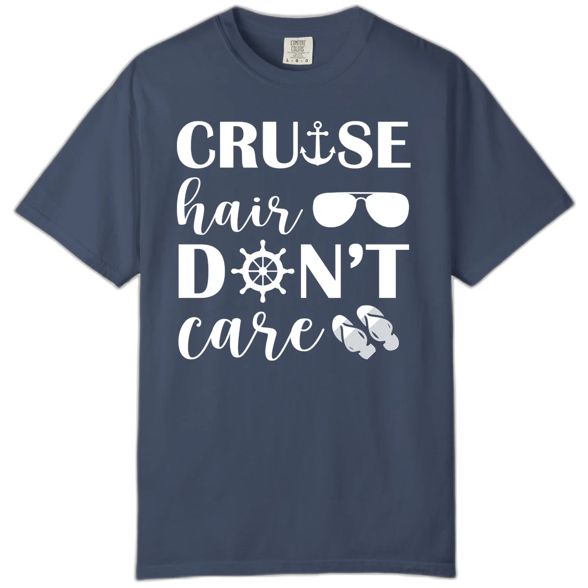 Cruise Hair Don't Care Comfort Color Tee in Midnight