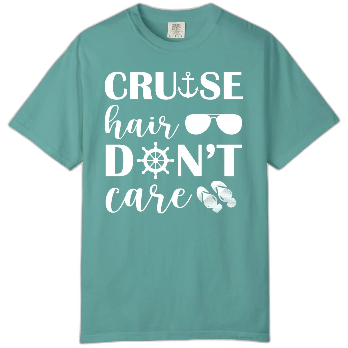 Cruise Hair Don't Care Comfort Color Tee in Seafoam