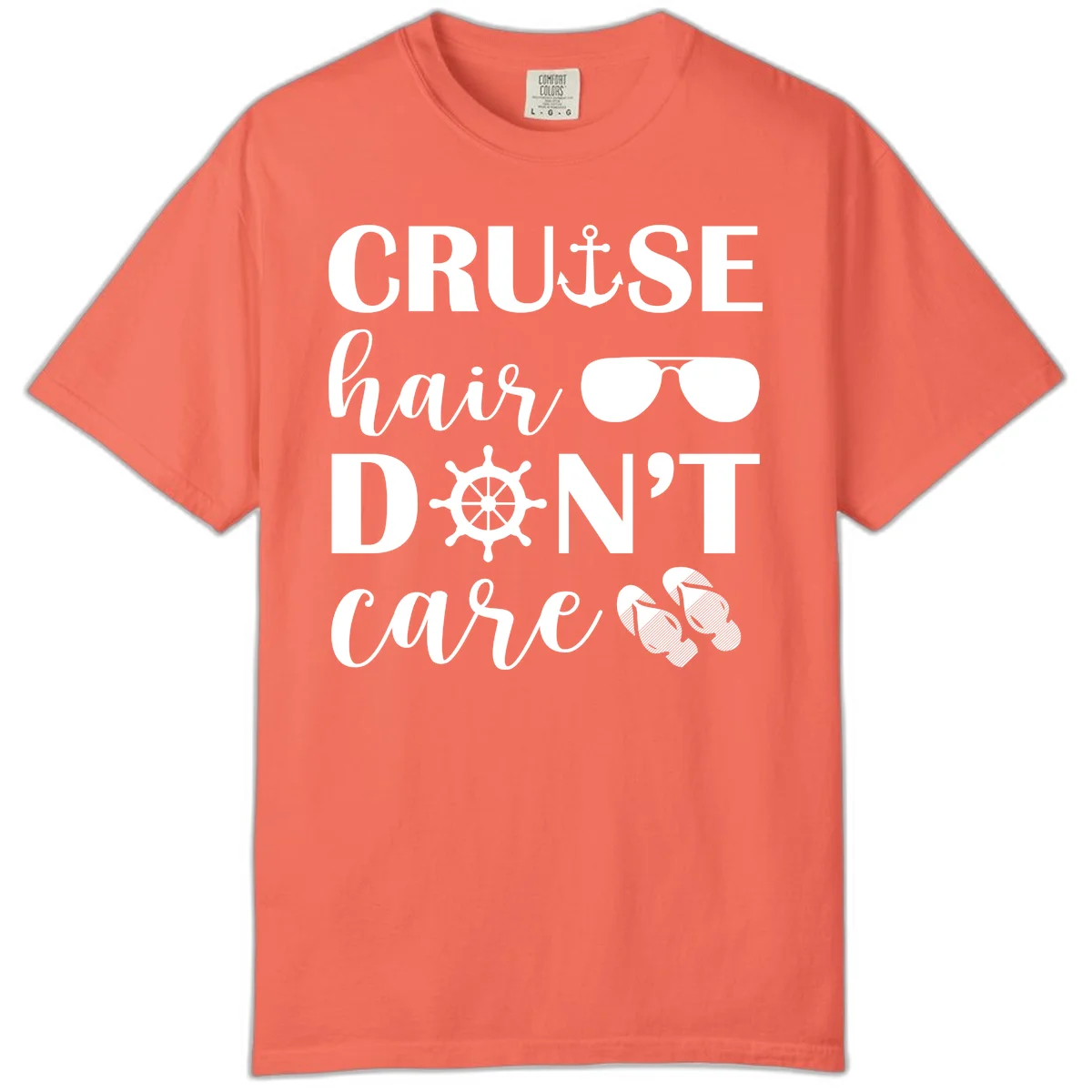 Cruise Hair Don't Care Comfort Color Tee in Bright Salmon