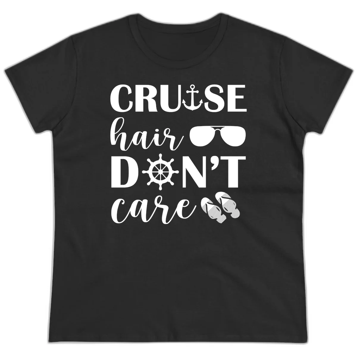 Cruise Hair Don't Care Ladies Tee in Black