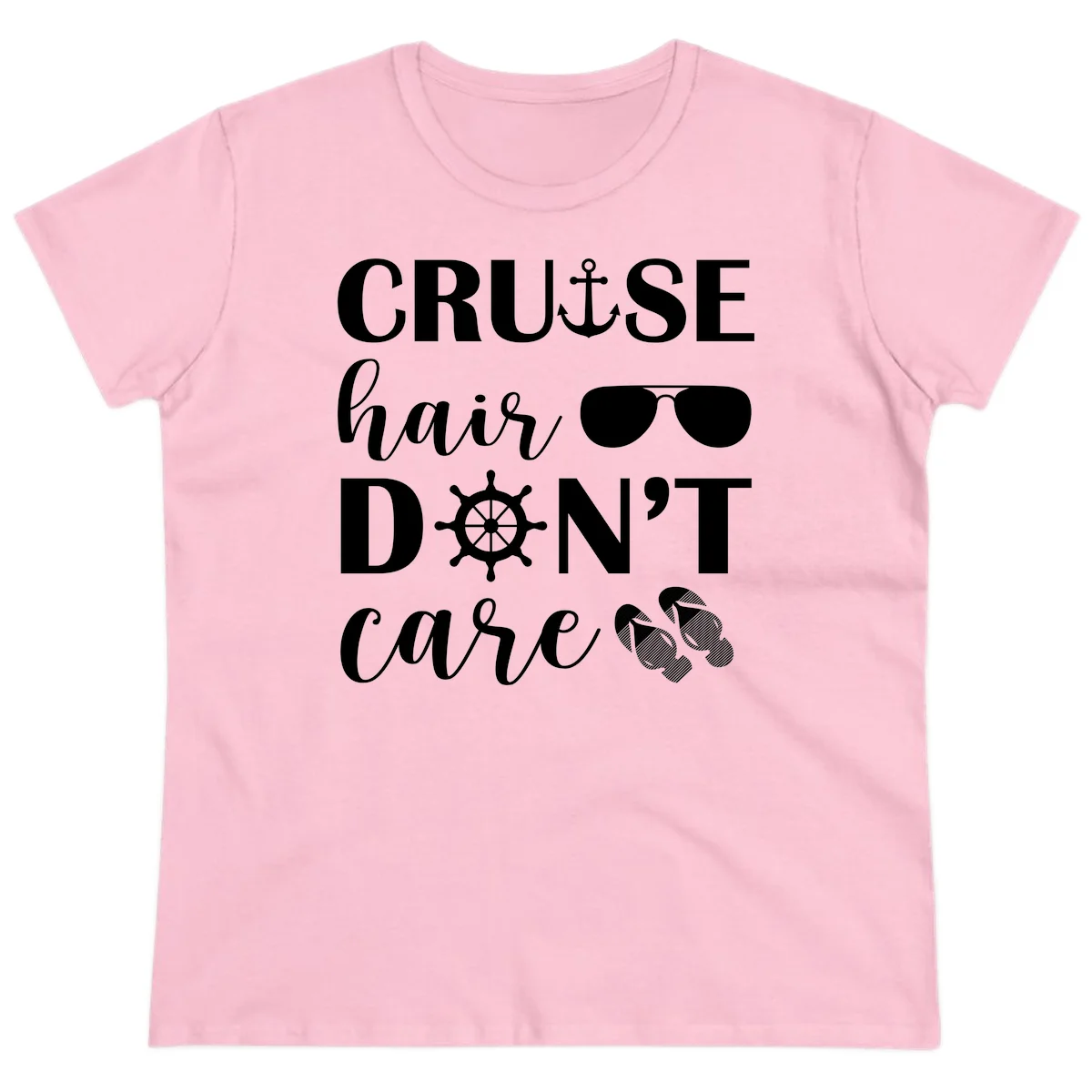 Cruise Hair Don't Care Ladies Tee in Light Pink