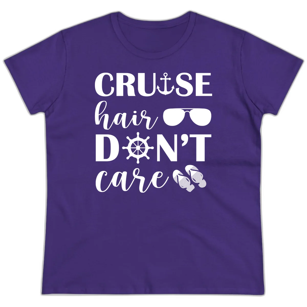Cruise Hair Don't Care Ladies Tee in Purple