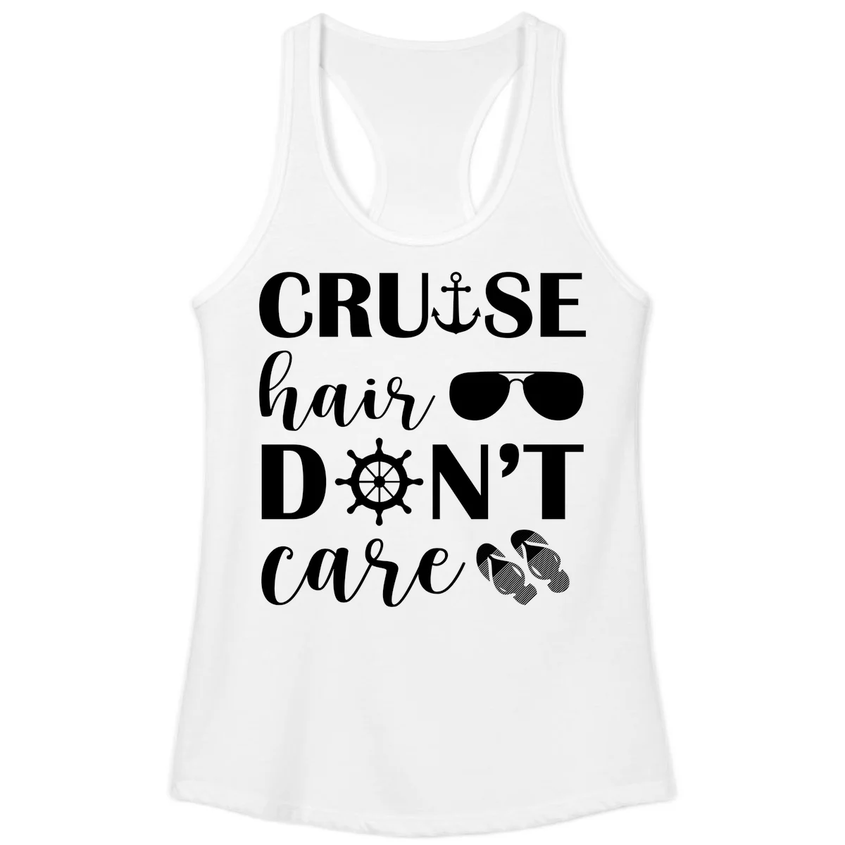 Cruise Hair Don't Care Ladies Tank in White