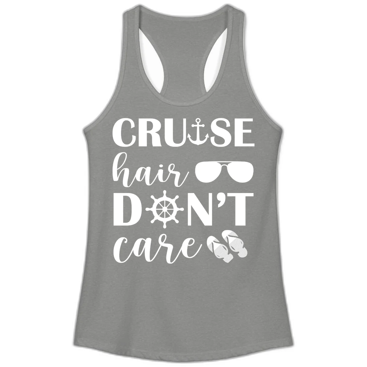 Cruise Hair Don't Care Ladies Tank in Heather Grey