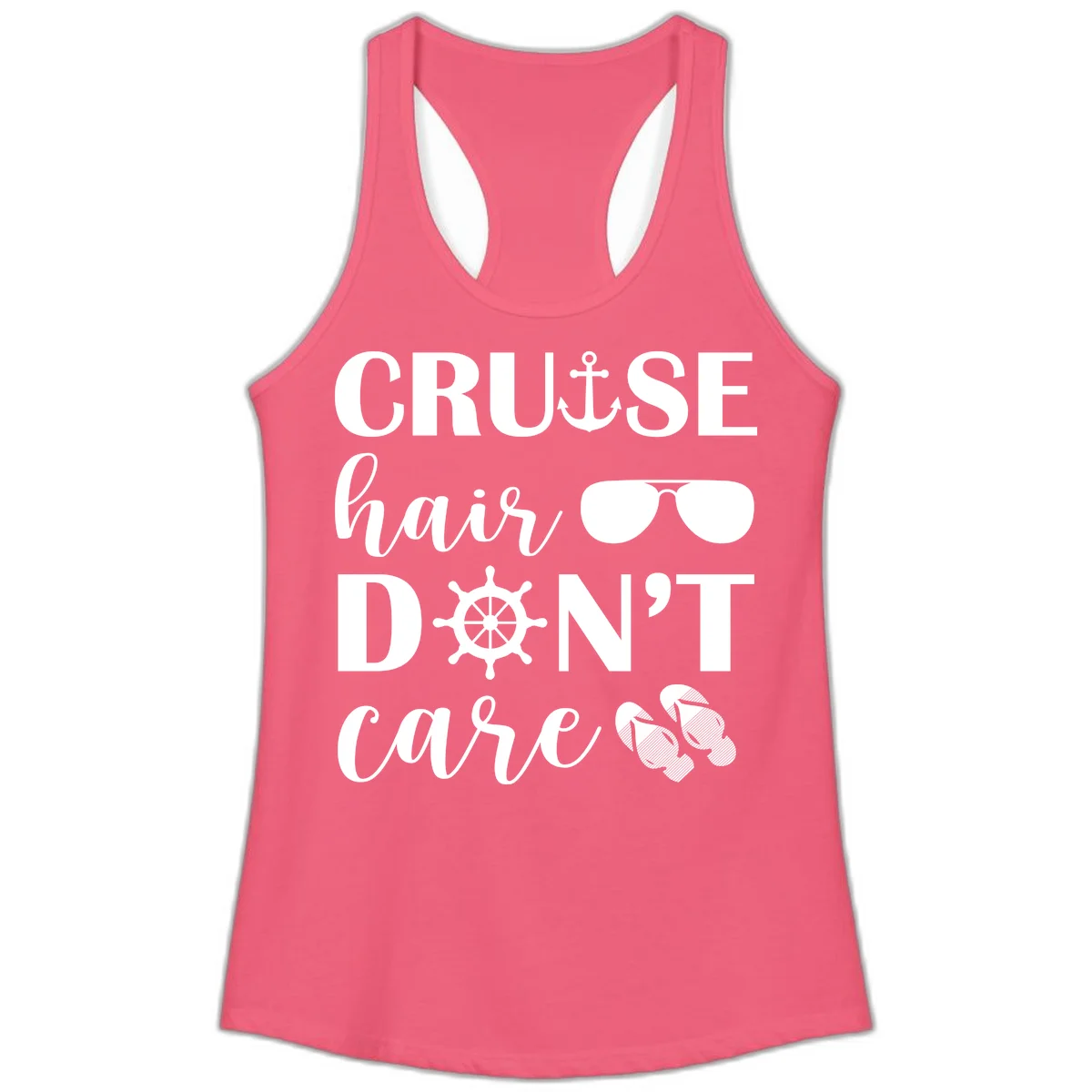 Cruise Hair Don't Care Ladies Tank in Hot Pink