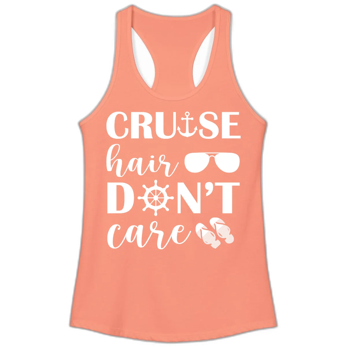 Cruise Hair Don't Care Ladies Tank in Solid Light Orange