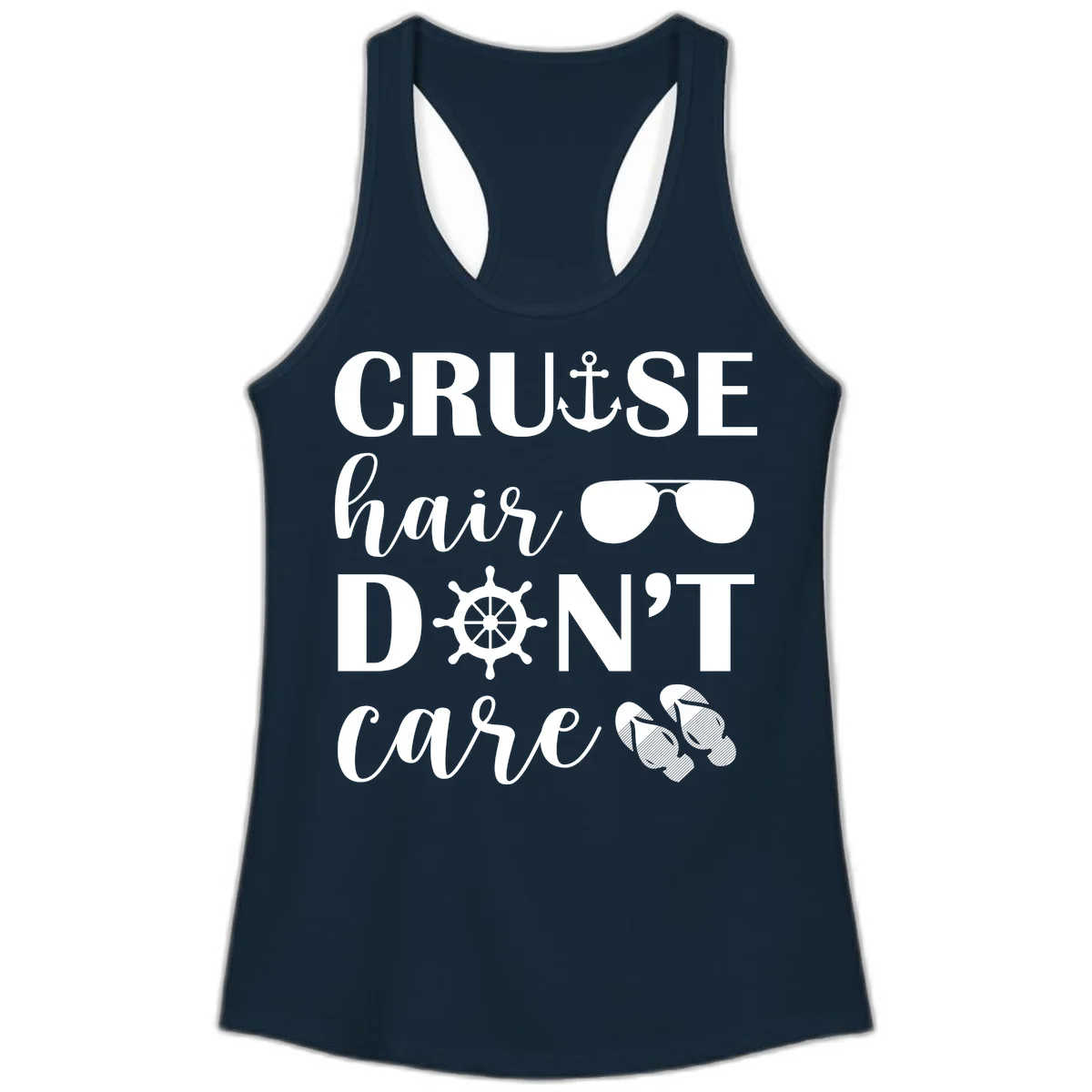 Cruise Hair Don't Care Ladies Tank in Solid Midnight Navy