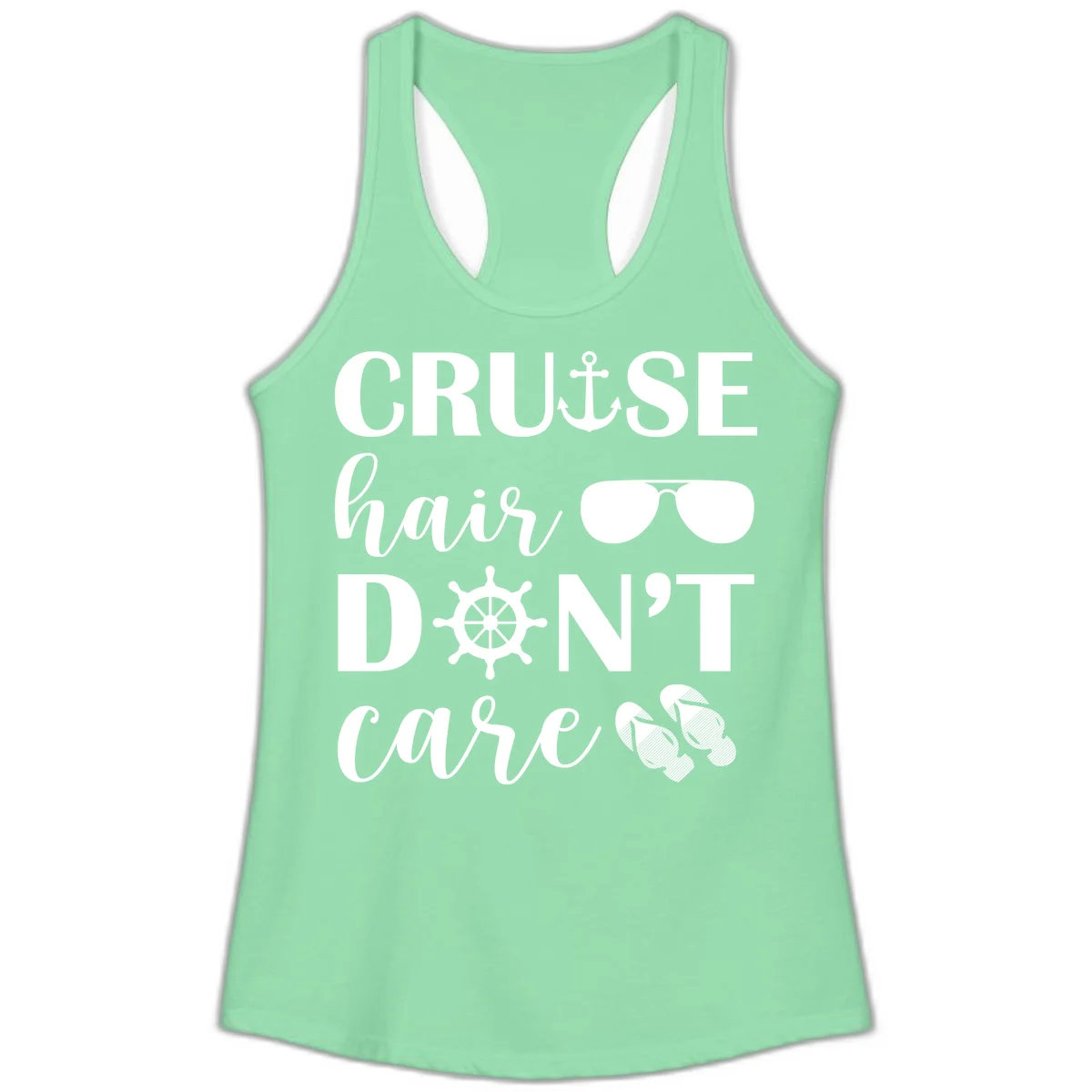 Cruise Hair Don't Care Ladies Tank in Solid Mint