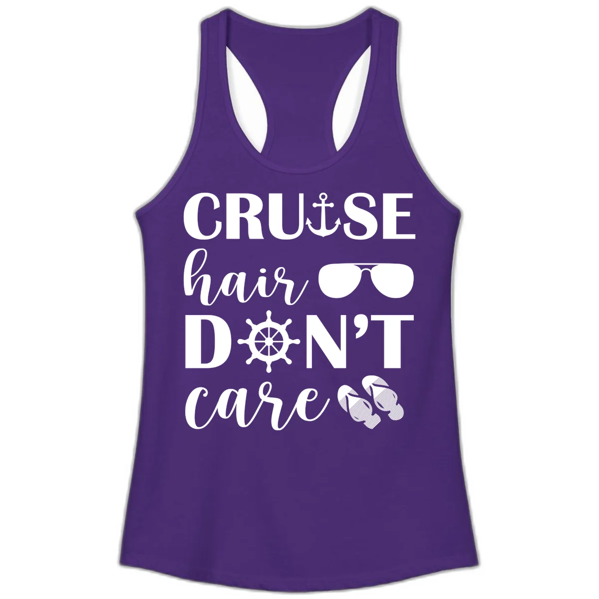 Cruise Hair Don't Care Ladies Tank in Solid Purple Rush