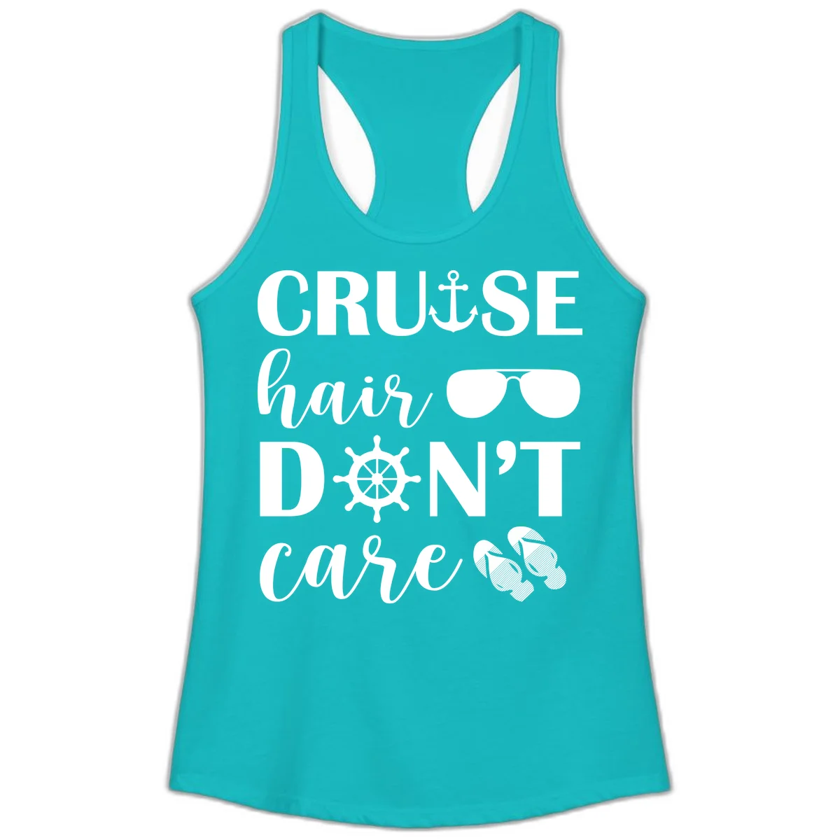 Cruise Hair Don't Care Ladies Tank in Tahiti Blue