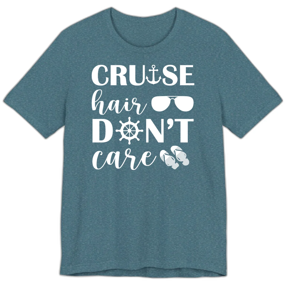 Cruise Hair Don't Care Premium T-Shirt in Heather Deep Teal