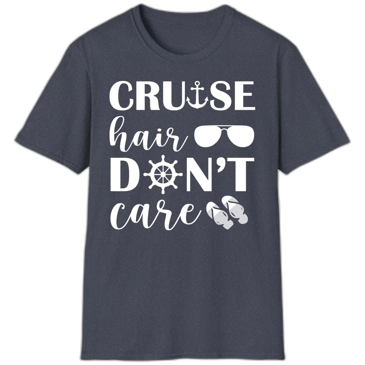 Cruise Hair Don't Care T-Shirt in Heather Navy