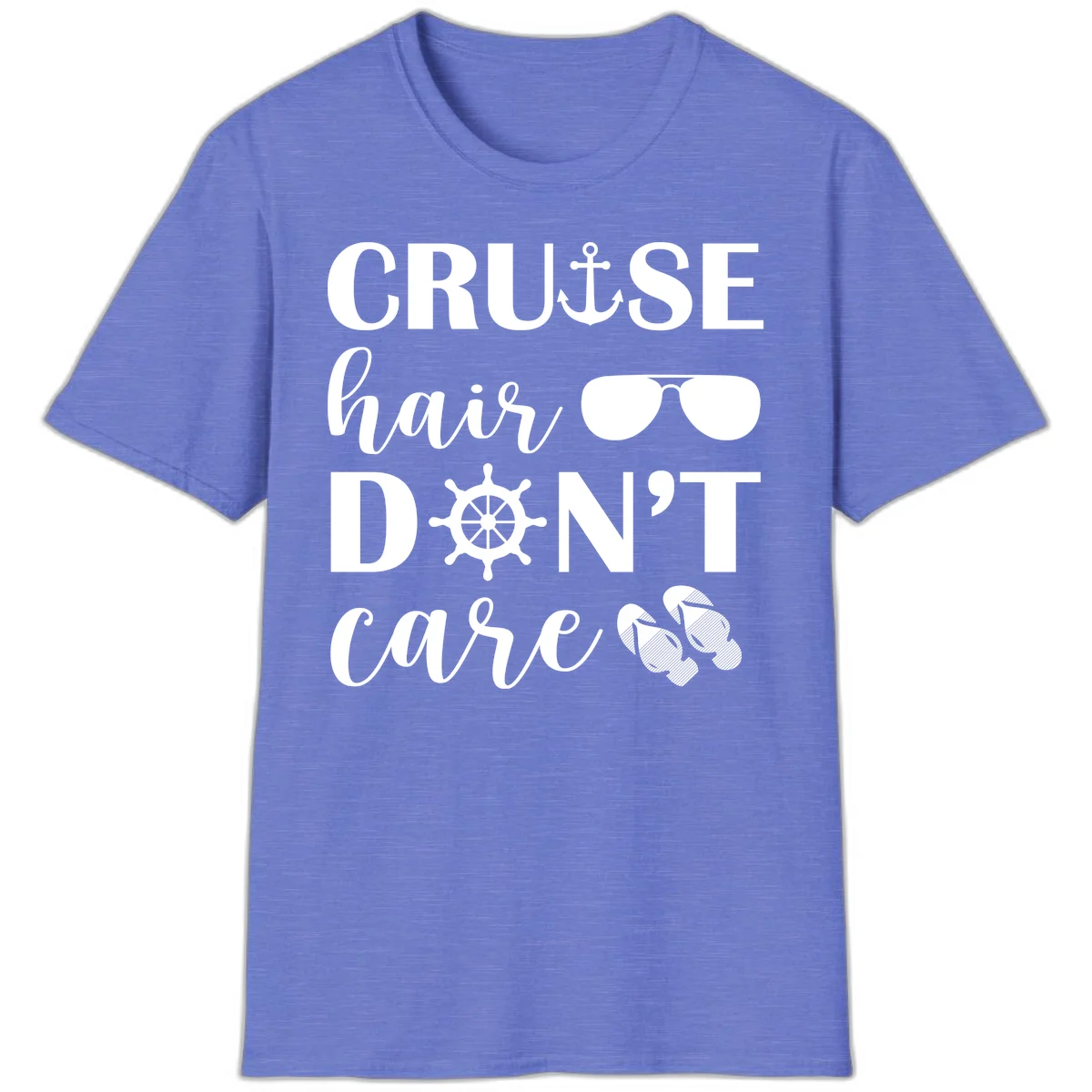 Cruise Hair Don't Care T-Shirt in Heather Royal