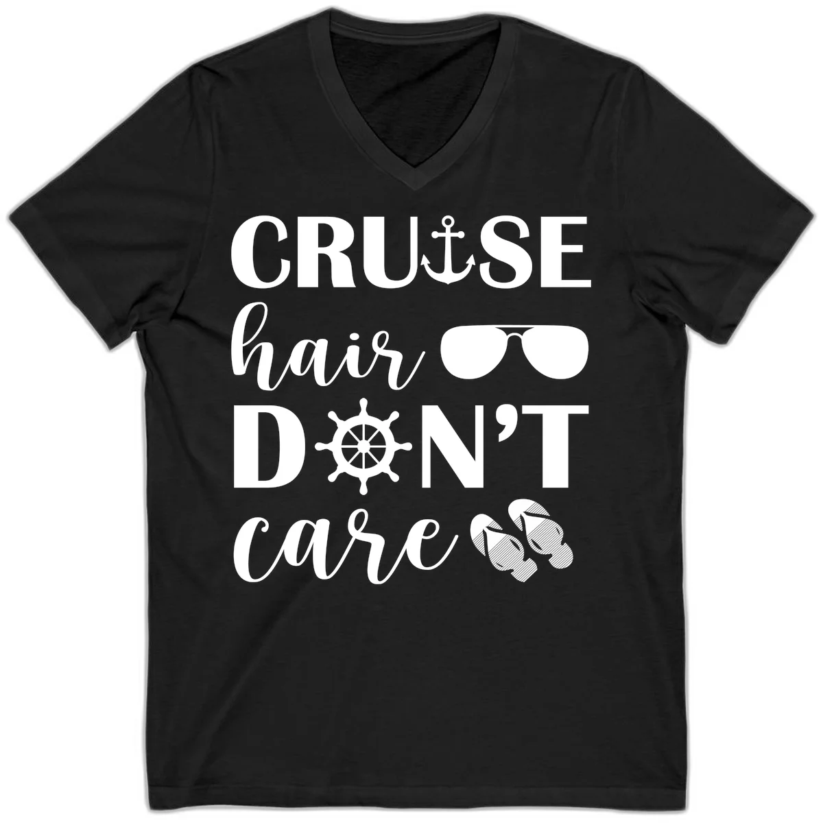 Cruise Hair Don't Care V-Neck in Black
