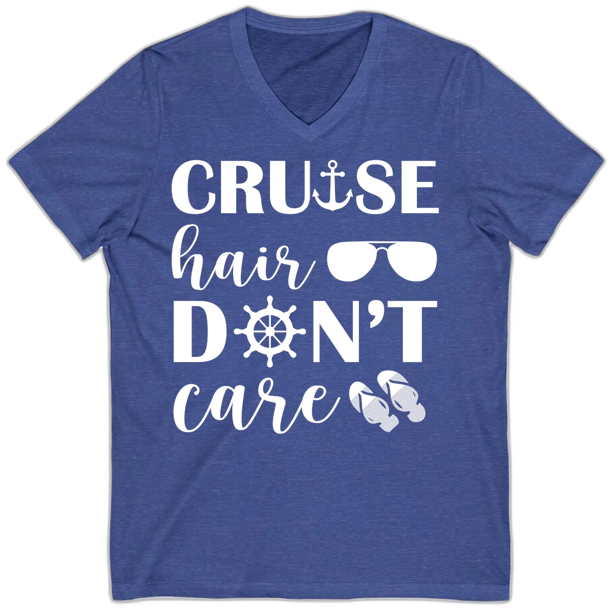 Cruise Hair Don't Care V-Neck in Heather True Royal