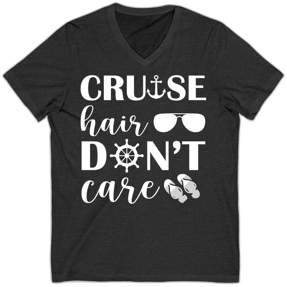 Cruise Hair Don't Care V-Neck in Dark Grey Heather