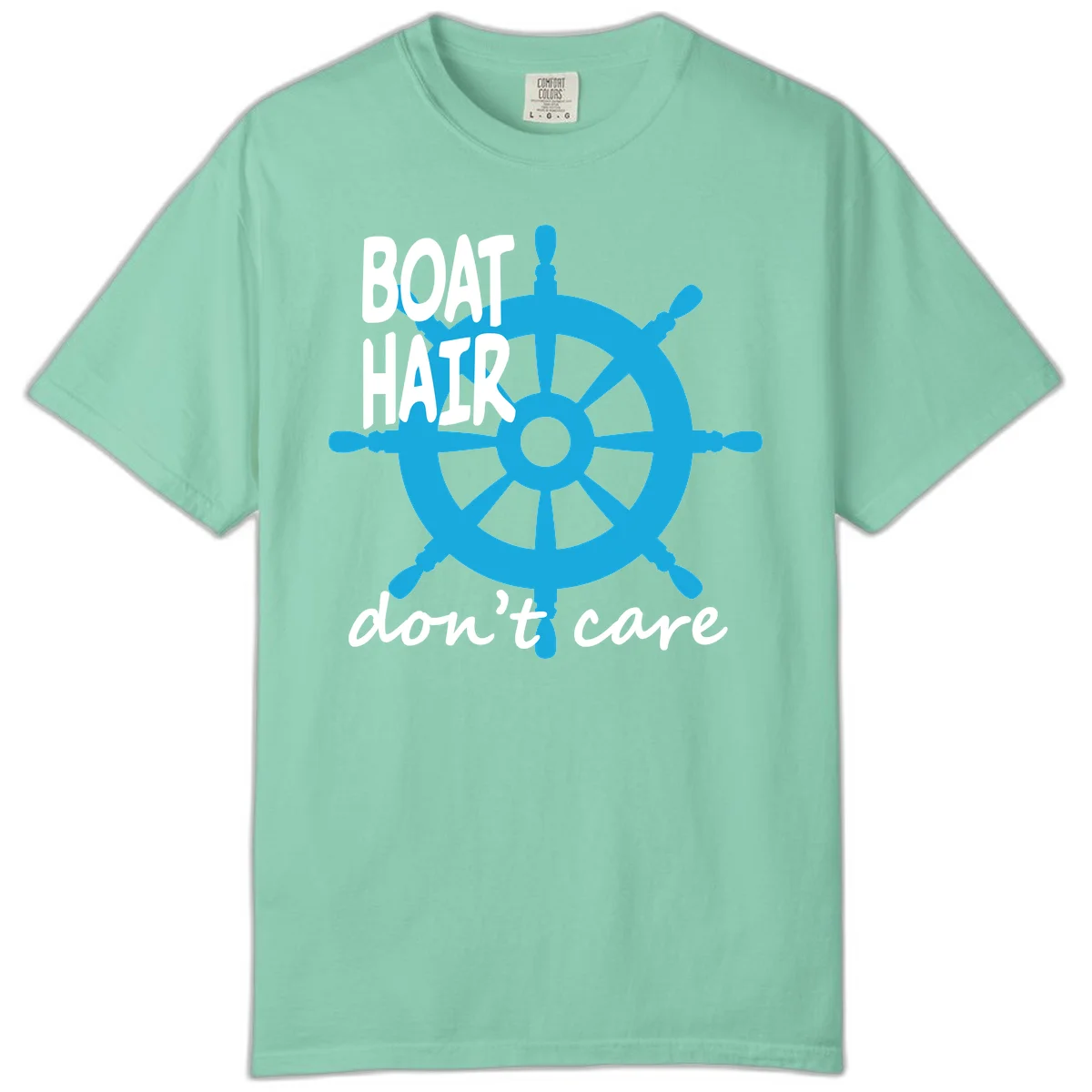 Boat Hair Don't Care Nautical Wheel Comfort Color in Island Reef