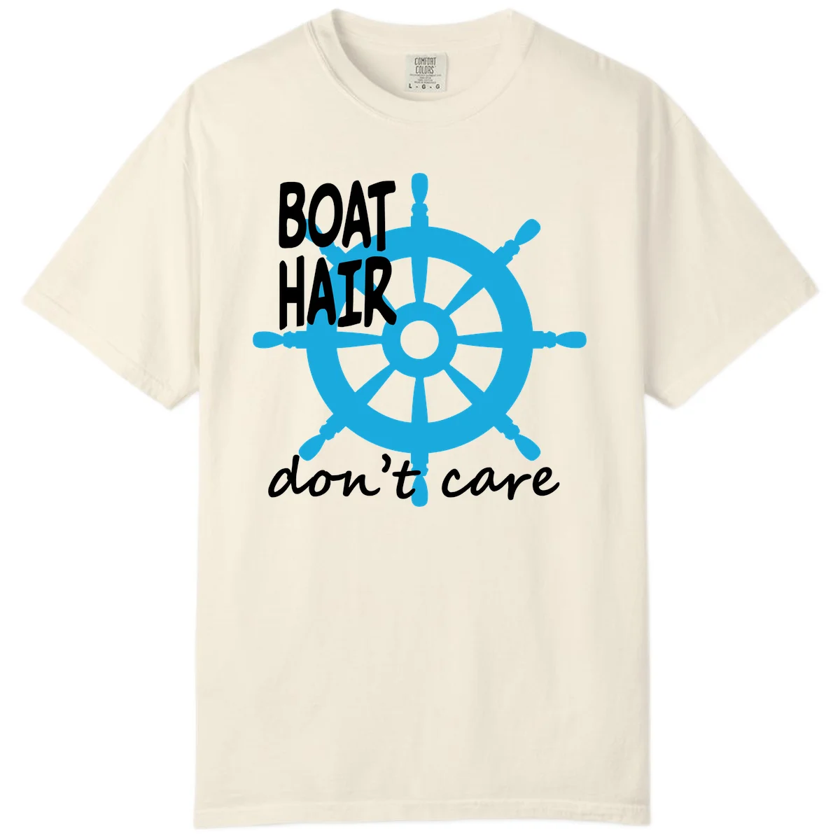 Boat Hair Don't Care Nautical Wheel Comfort Color in Ivory