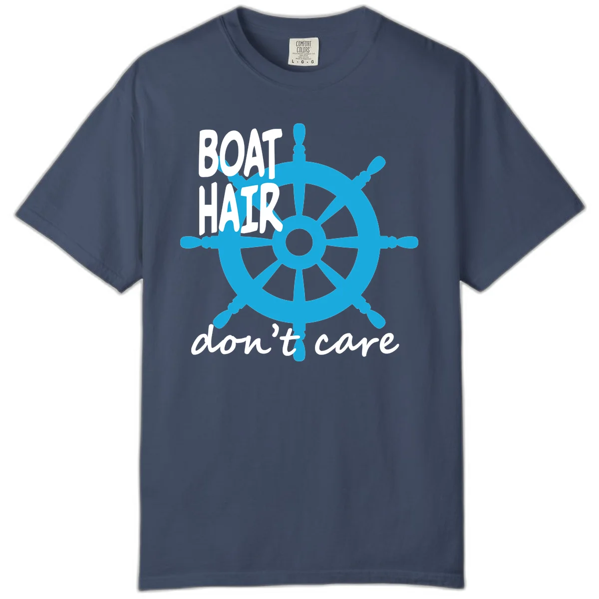 Boat Hair Don't Care Nautical Wheel Comfort Color in Midnight