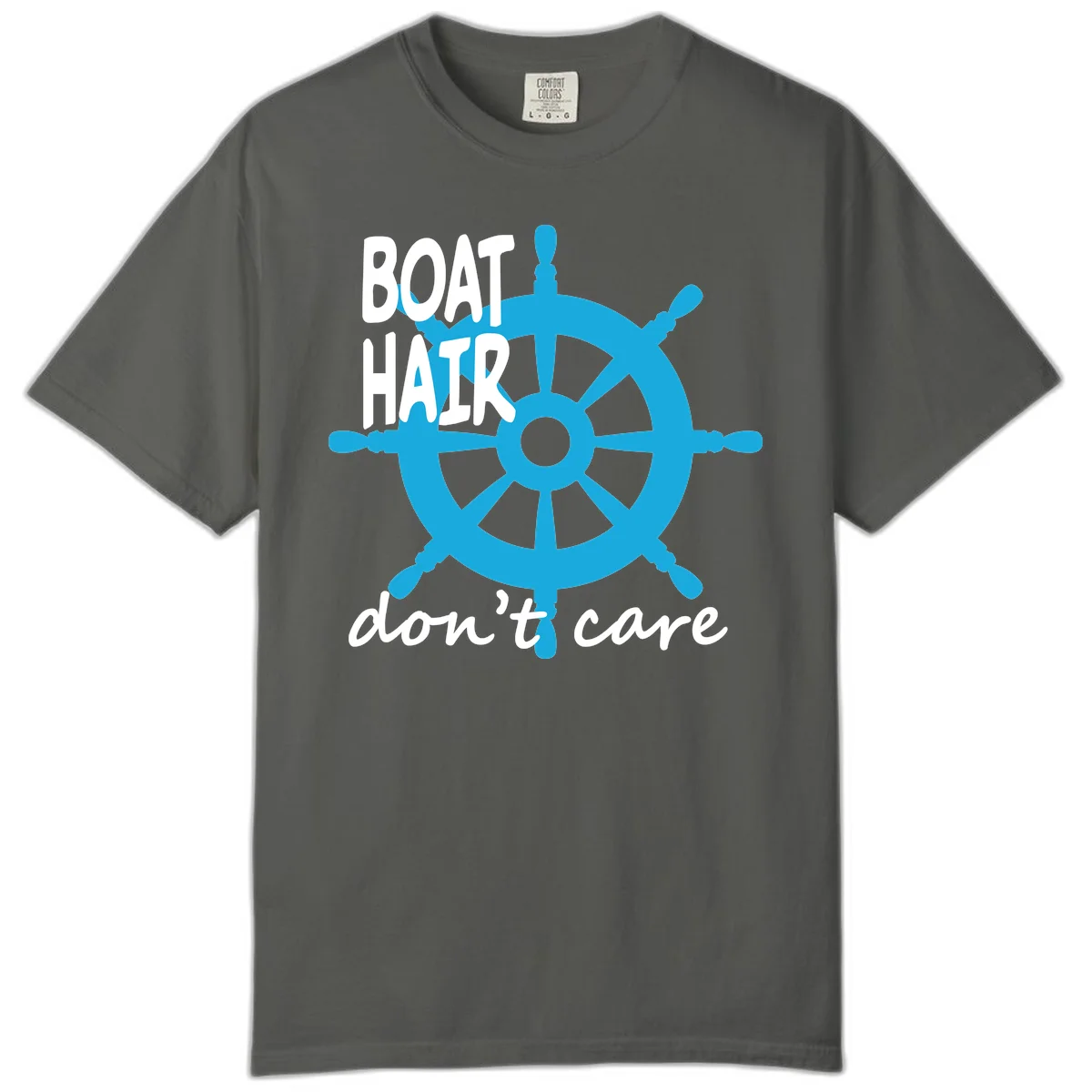 Boat Hair Don't Care Nautical Wheel Comfort Color in Pepper
