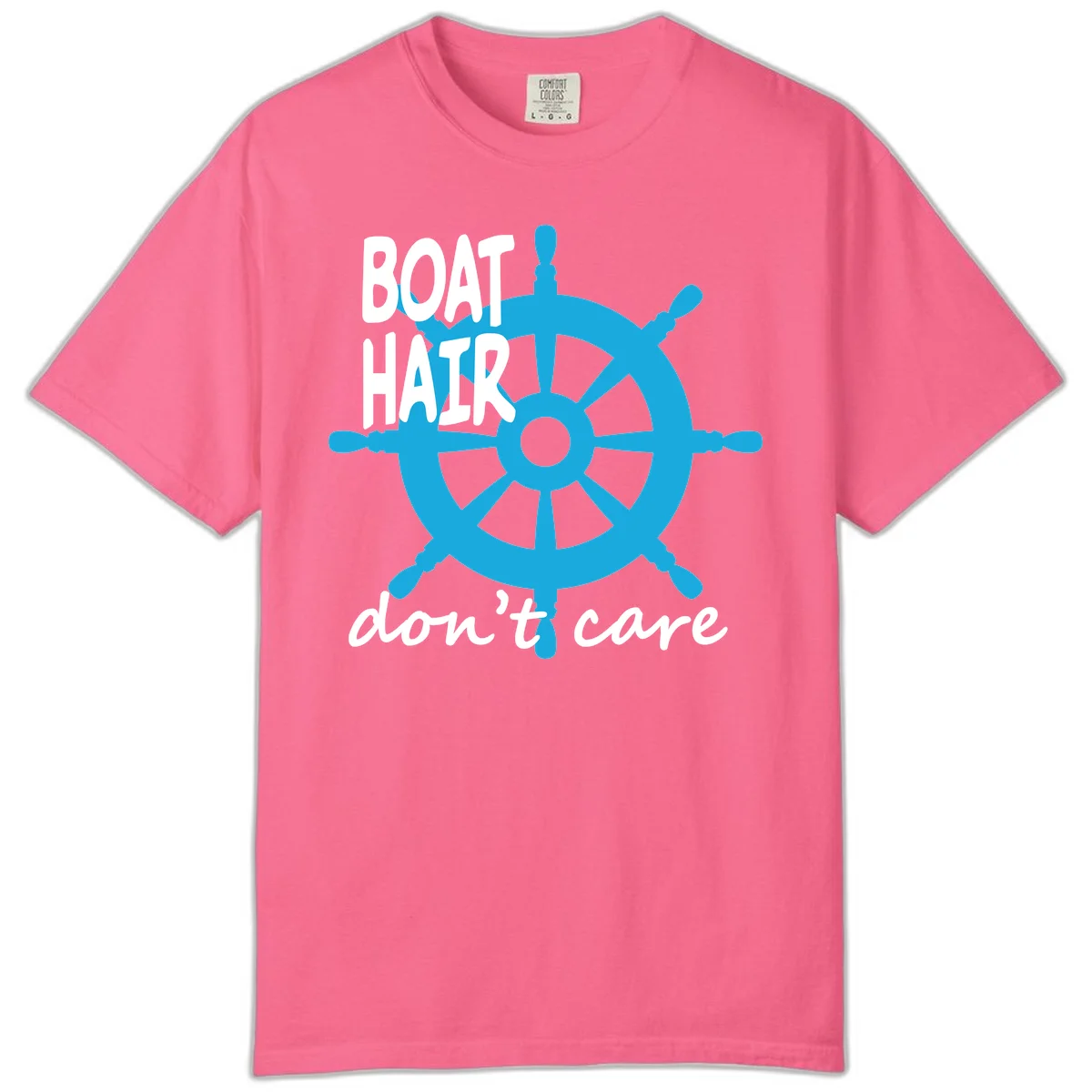 Boat Hair Don't Care Nautical Wheel Comfort Color in Crunchberry
