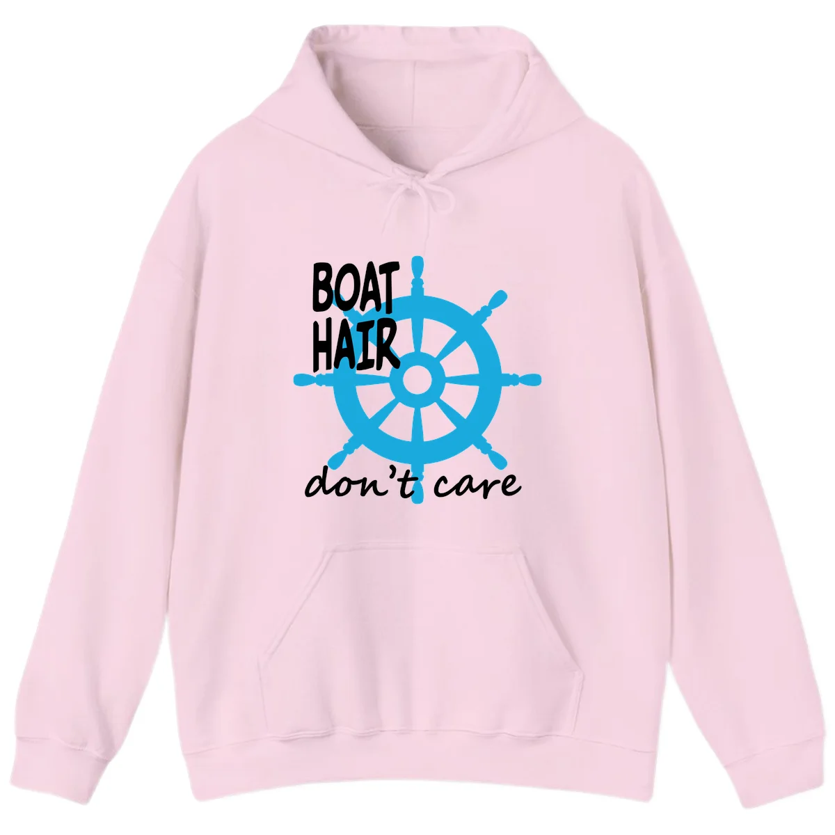 Boat Hair Don't Care Nautical Wheel Hoodie in Light Pink