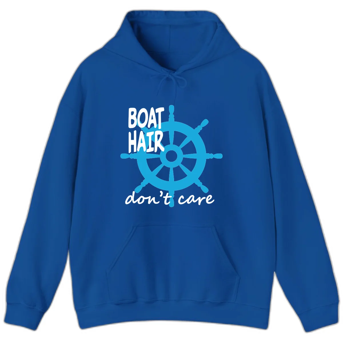 Boat Hair Don't Care Nautical Wheel Hoodie in Royal