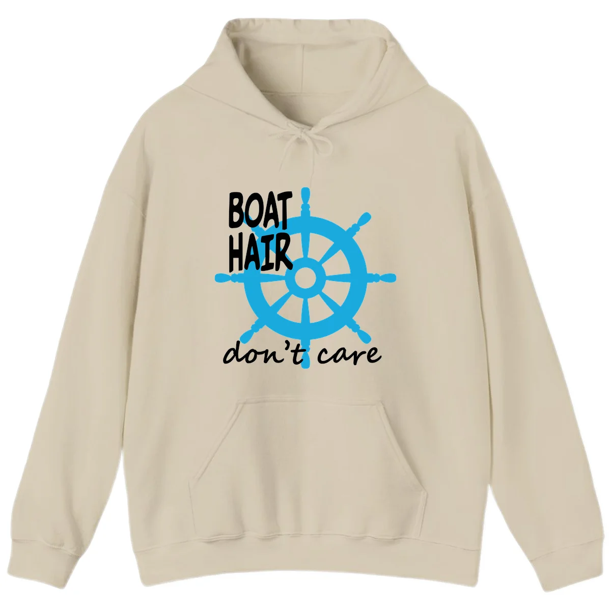 Boat Hair Don't Care Nautical Wheel Hoodie in Sand