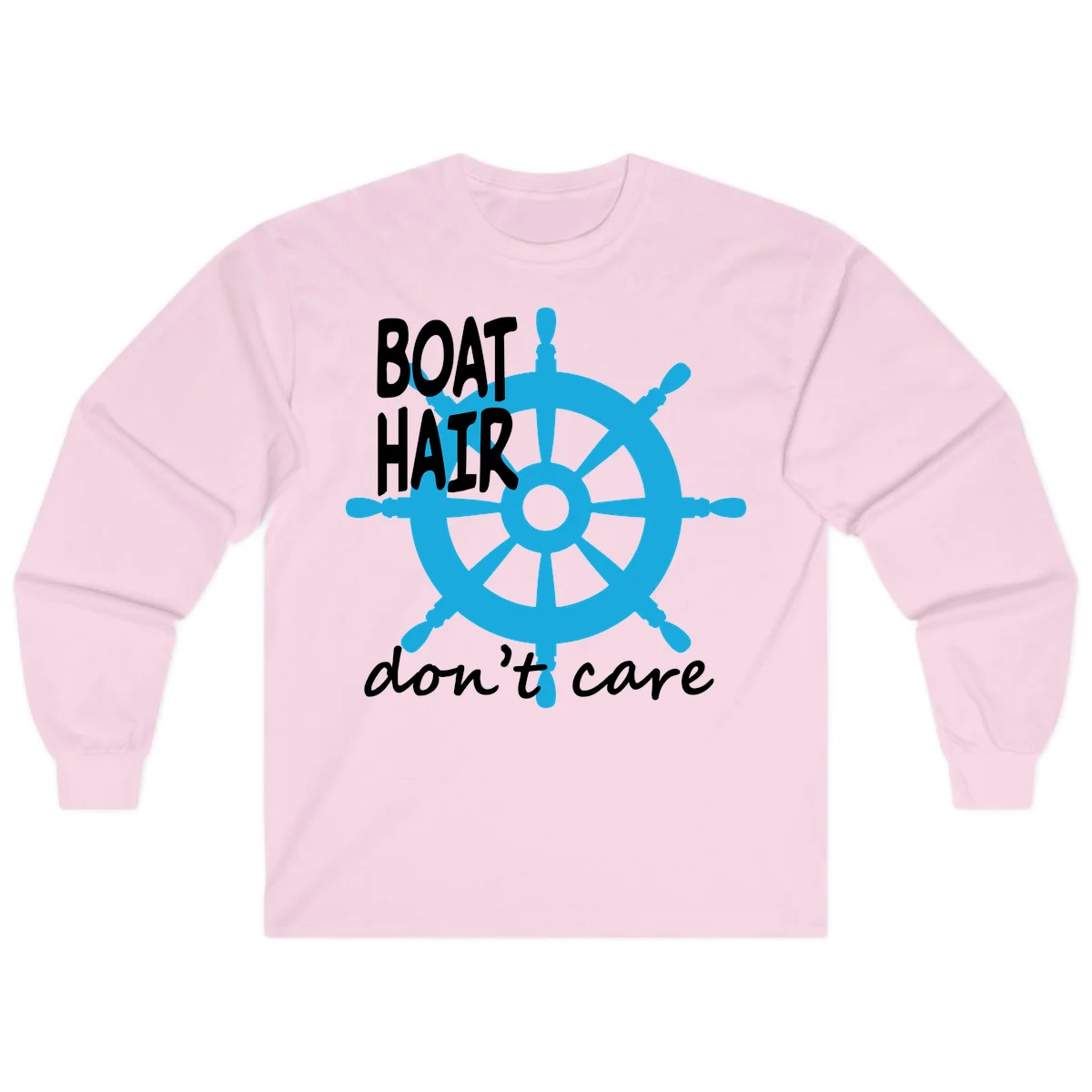 Boat Hair Don't Care Nautical Wheel Long Sleeve in Light Pink