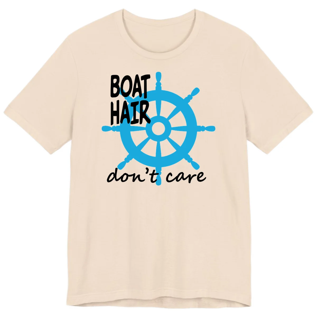 Boat Hair Don't Care Nautical Wheel Premium T-Shirt in Soft Cream