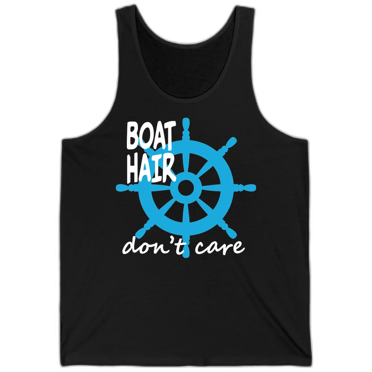 Boat Hair Don't Care Nautical Wheel Tank in Black