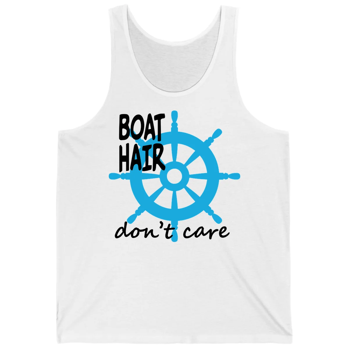 Boat Hair Don't Care Nautical Wheel Tank in White