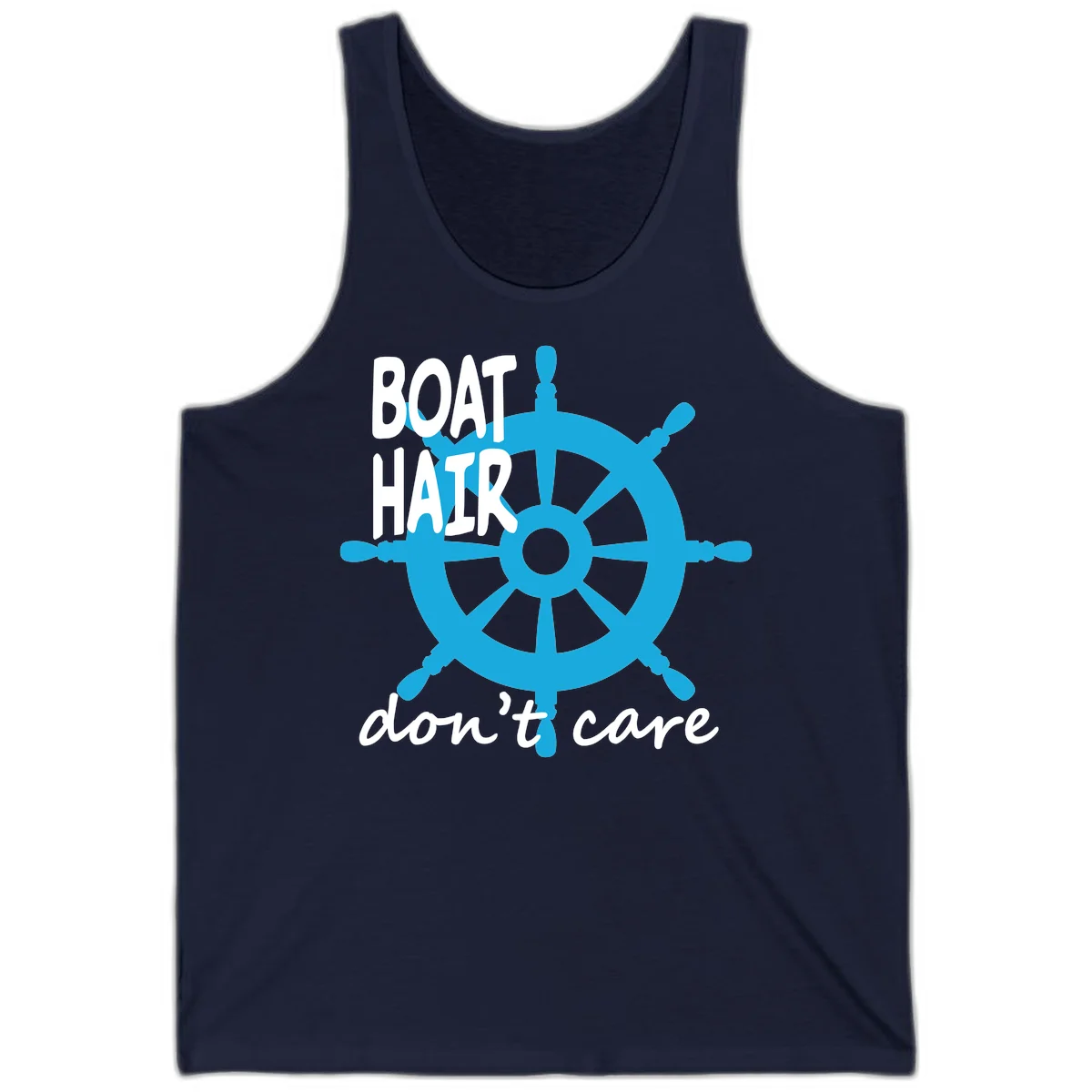 Boat Hair Don't Care Nautical Wheel Tank in Navy