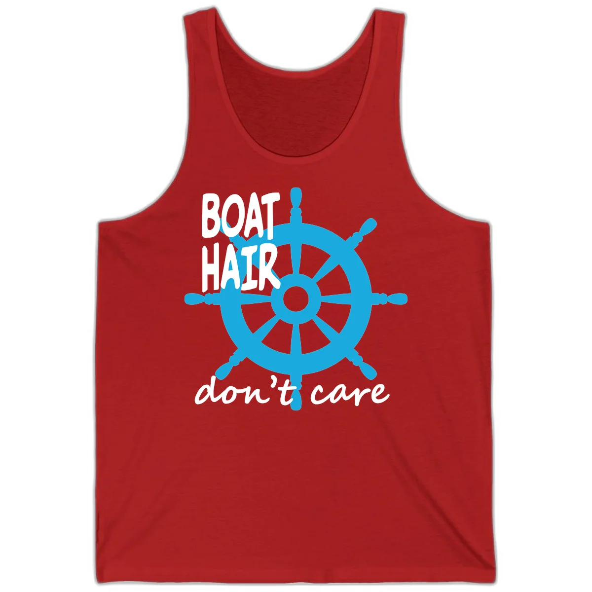 Boat Hair Don't Care Nautical Wheel Tank in Red