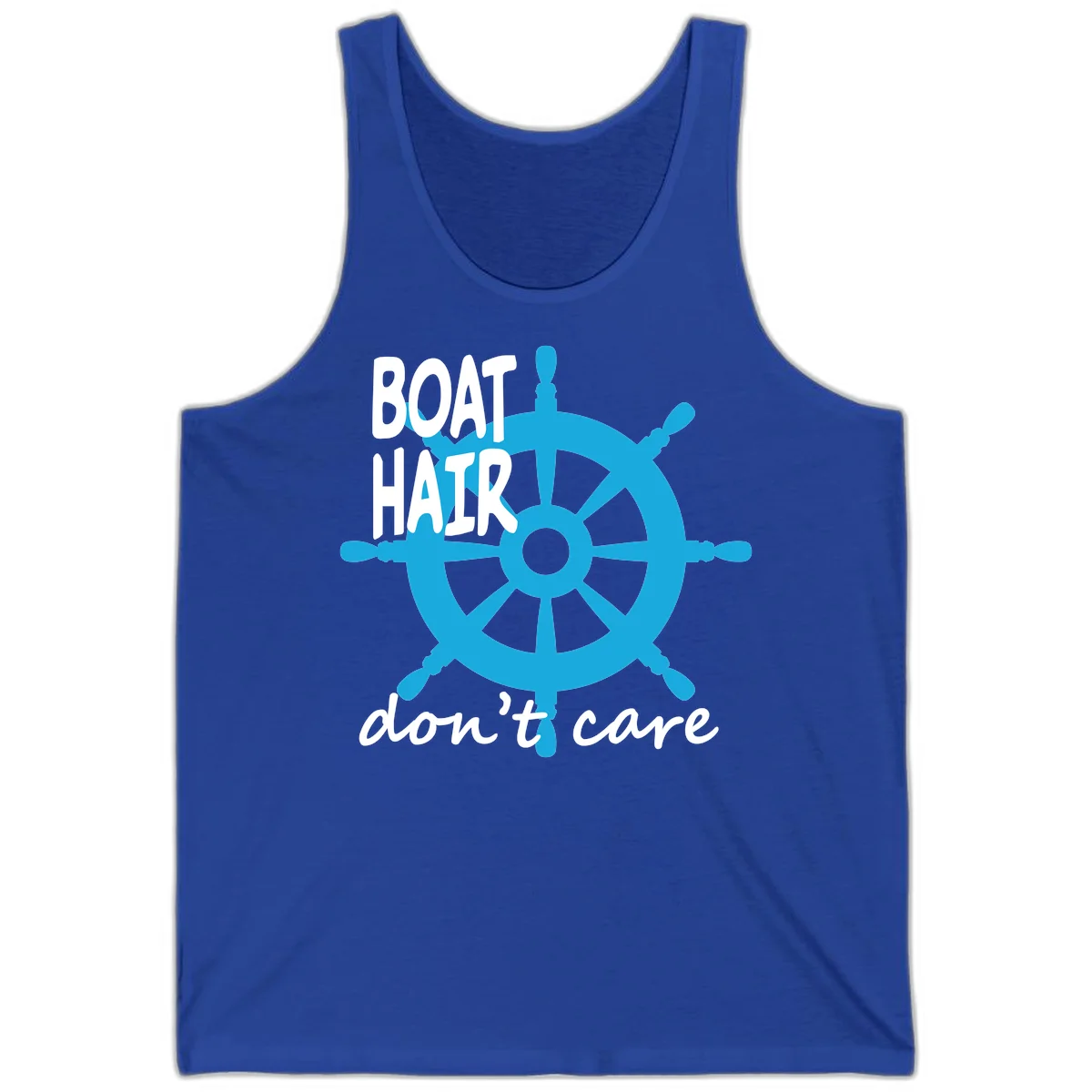 Boat Hair Don't Care Nautical Wheel Tank in True Royal