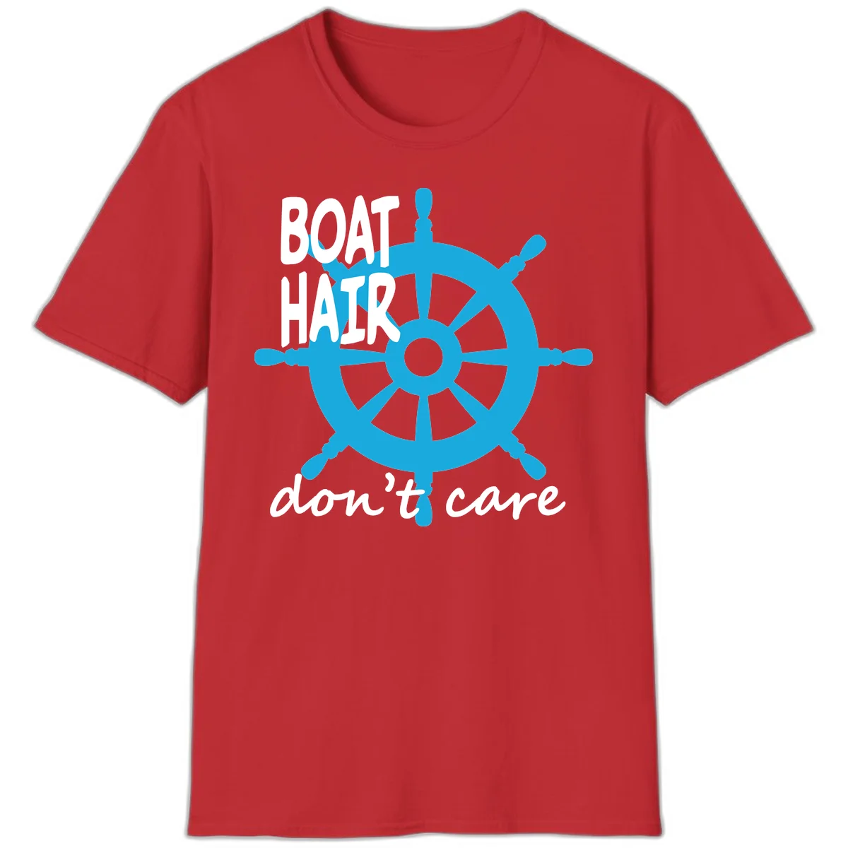 Boat Hair Don't Care Nautical Wheel T-Shirt in Red