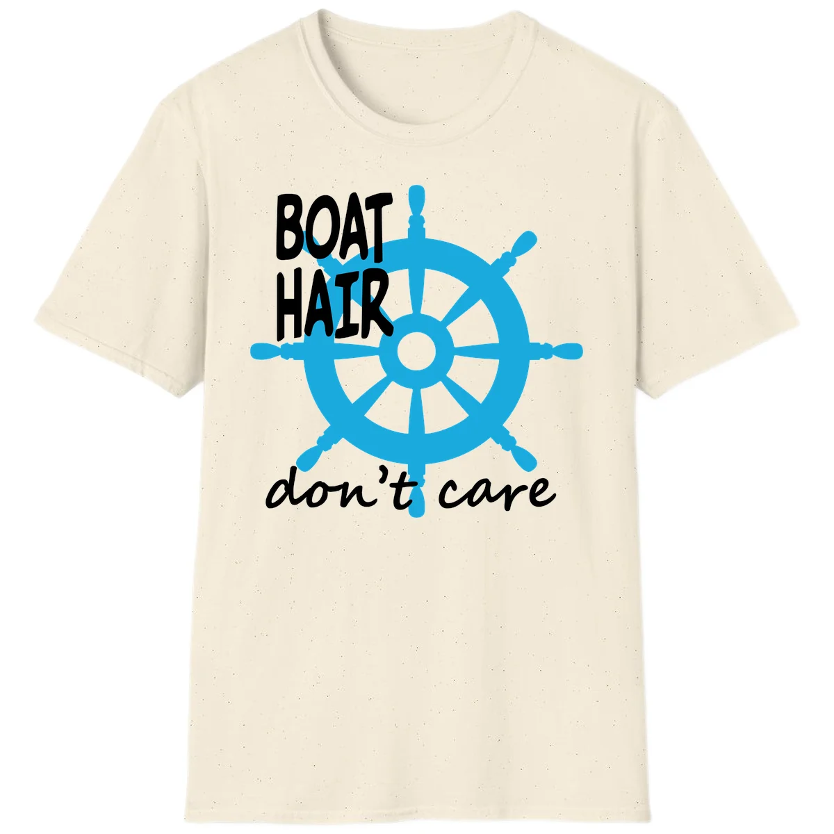 Boat Hair Don't Care Nautical Wheel T-Shirt in Natural