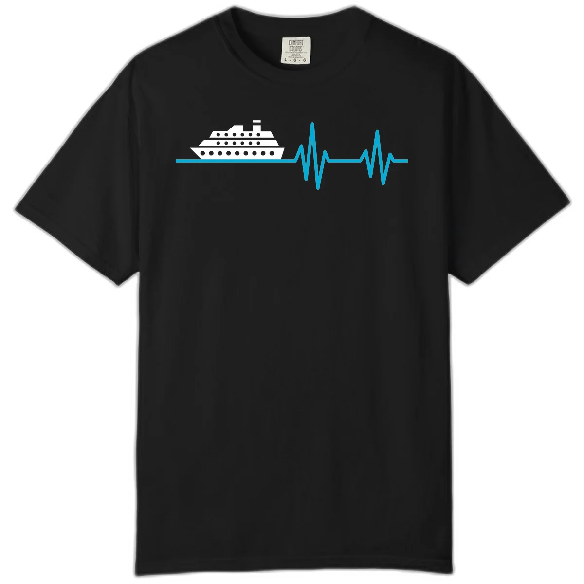 Cruise Ship Heartbeat Comfort Color T-Shirt in Black