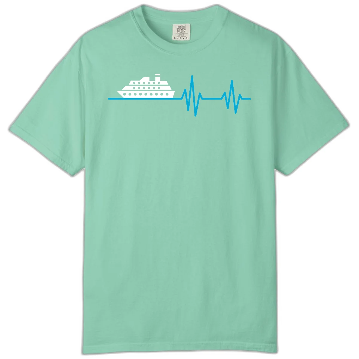 Cruise Ship Heartbeat Comfort Color T-Shirt in Island Reef