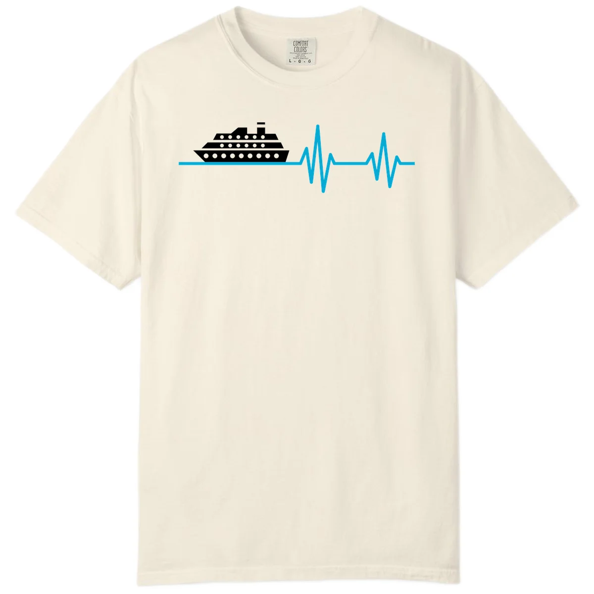 Cruise Ship Heartbeat Comfort Color T-Shirt in Ivory
