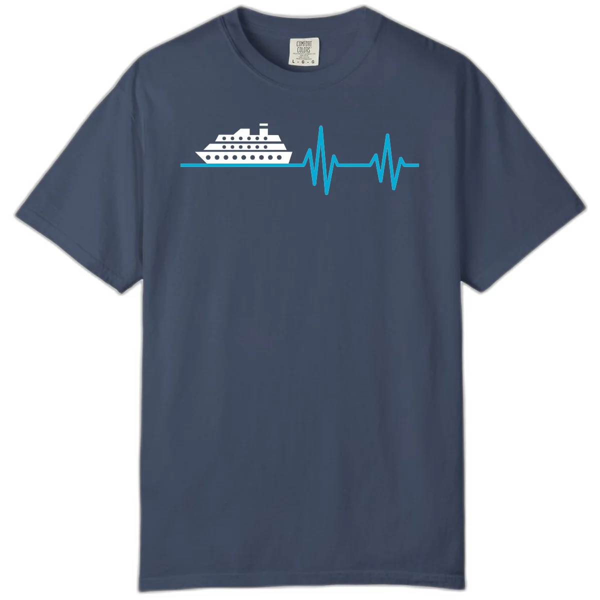Cruise Ship Heartbeat Comfort Color T-Shirt in Midnight