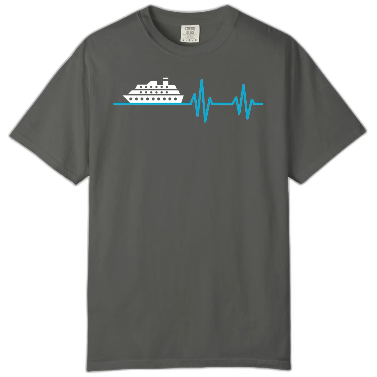 Cruise Ship Heartbeat Comfort Color T-Shirt in Pepper
